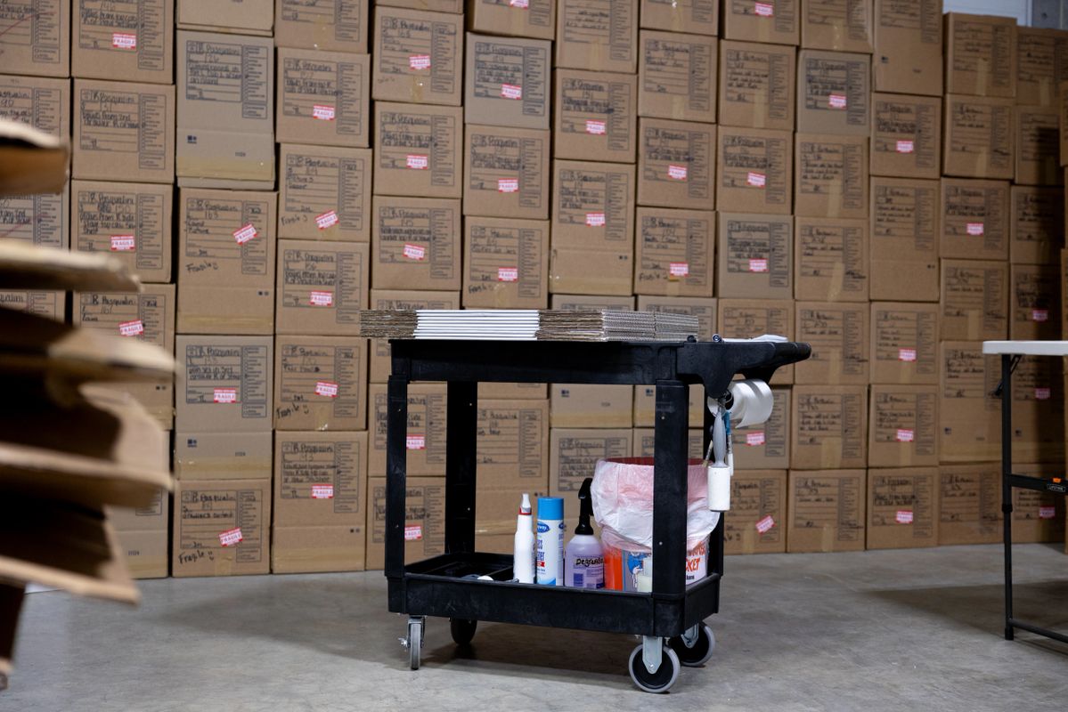 Boxes are organized and secured with professional care